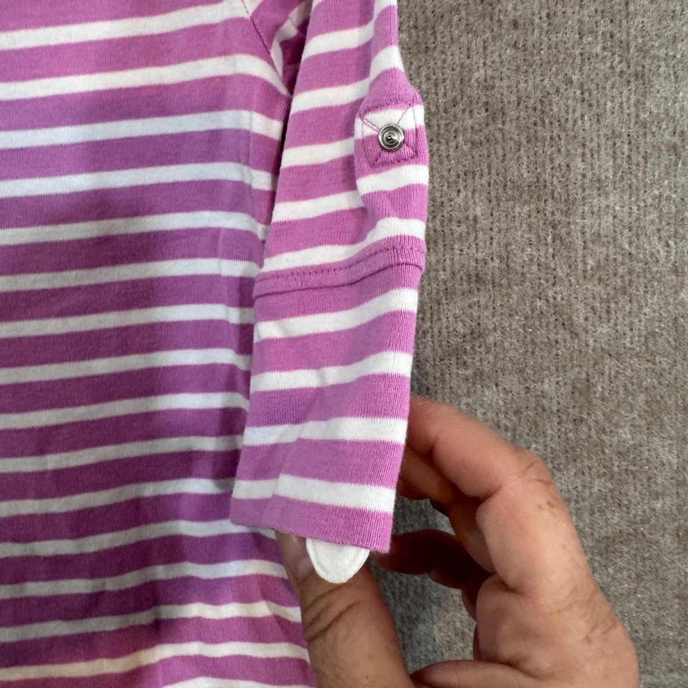 Jones New York Striped Boat Neck Top Womens Small Pink White 3/4 Sleeve Preppy - Picture 6 of 9